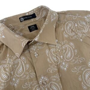 Sean John Tan Paisley Print Short Sleeve Button Up Shirt Mens XXXL